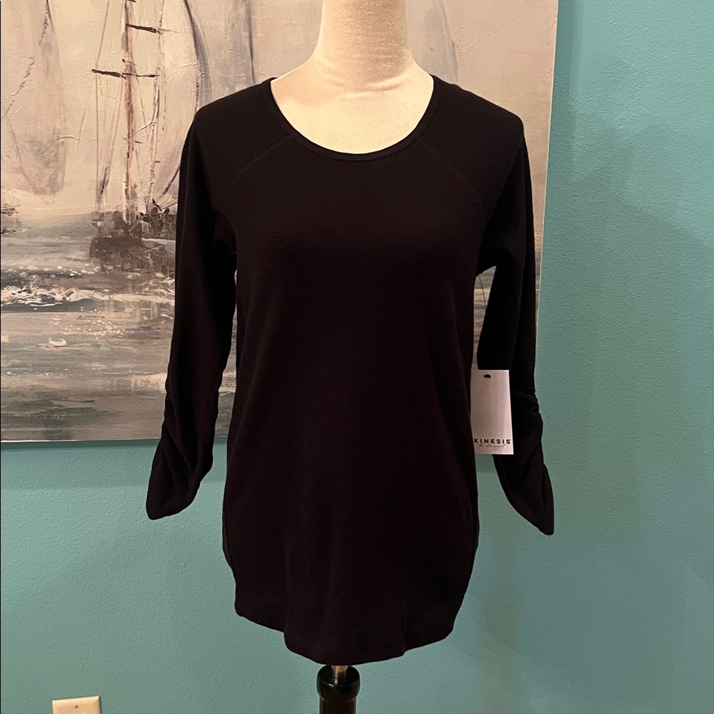 NWT Kinesis Long Sleeve Black Waffle Knit Shirt, XS